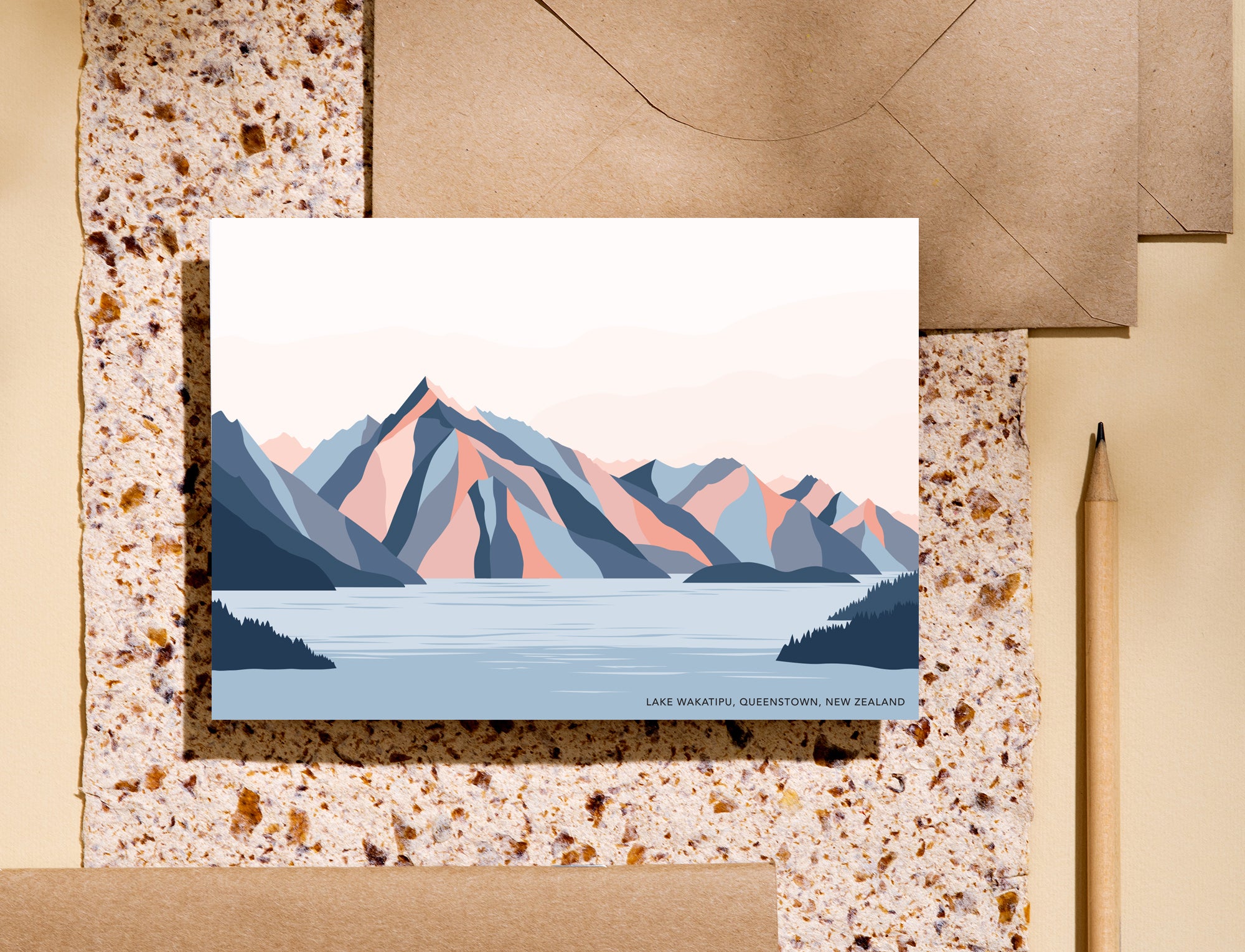 queenstown mountains greeting card postcard