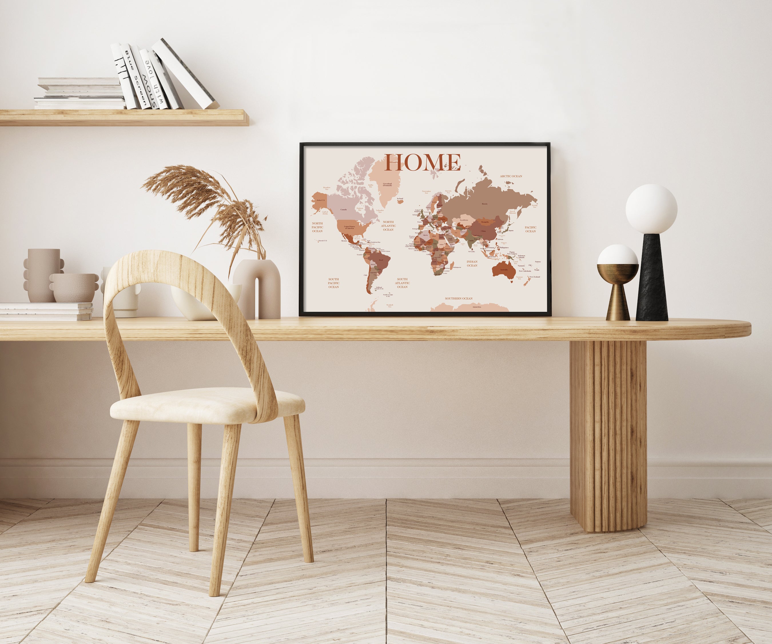 PERSONALISED WORLD MAP. Cool Modern Kids Room Nursery Art Print Poster. Custom printed with personal locations of interest