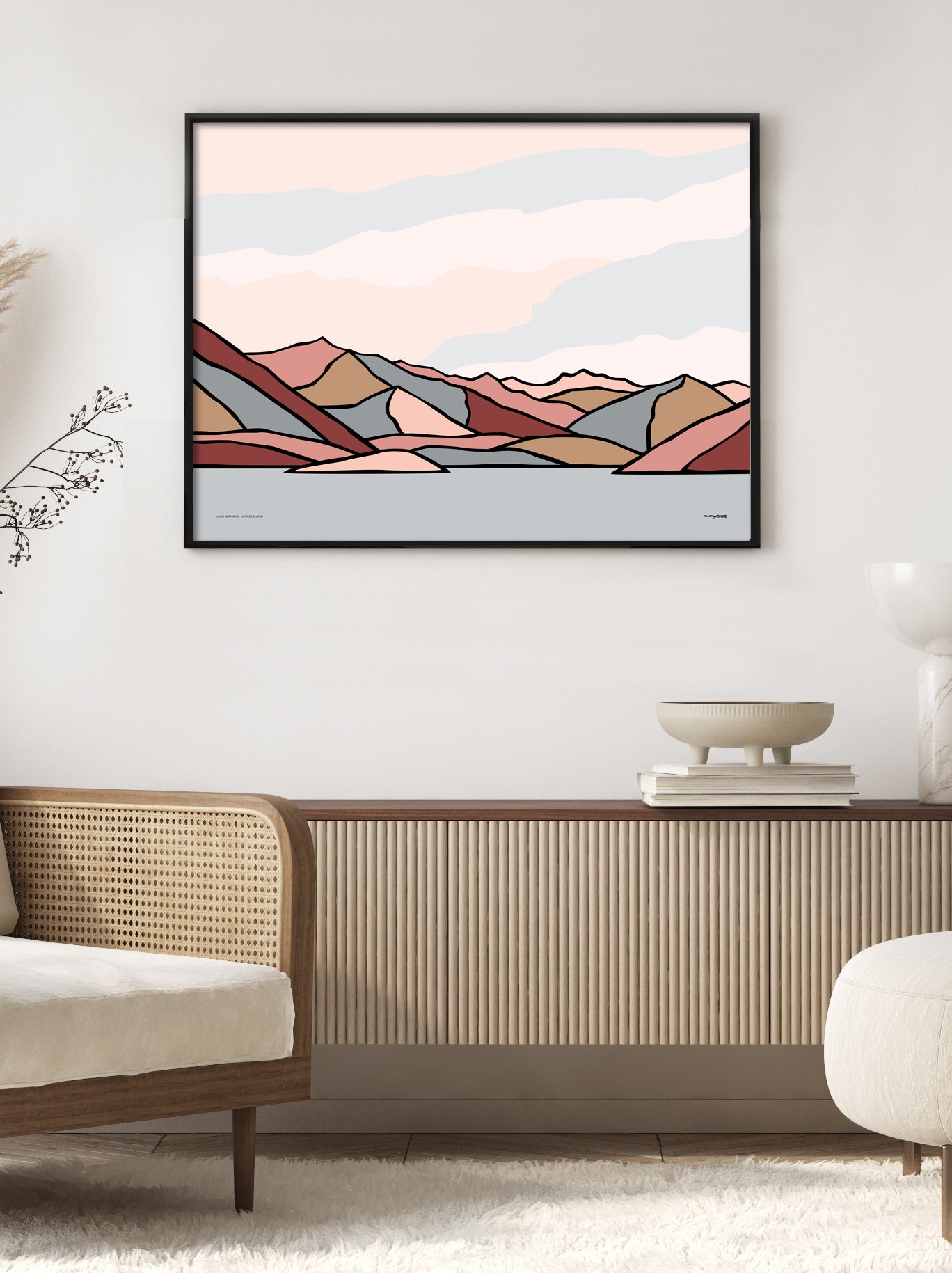 Lake Wanaka View from Mt Iron, New Zealand. Contemporary Mountain Landscape Art Print