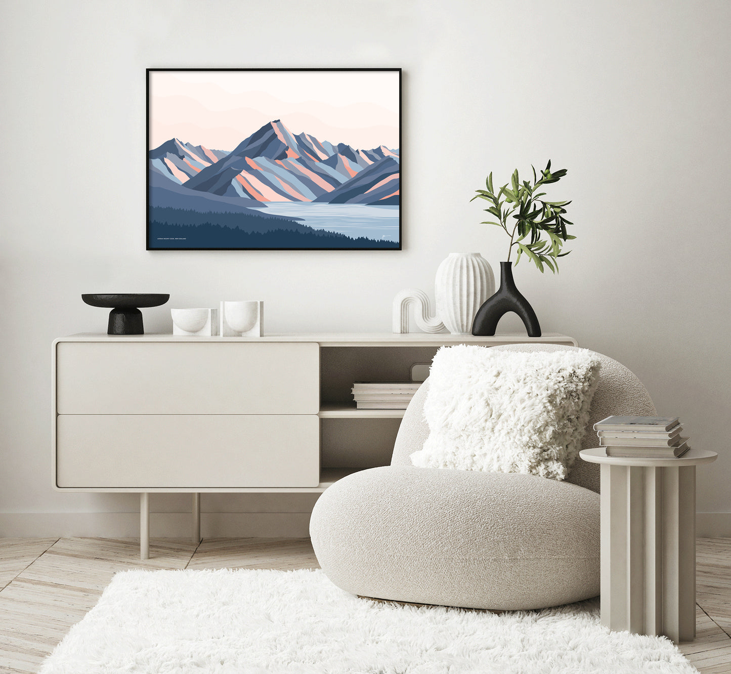 modern nz art print of Mt Cook by Bridget Hall