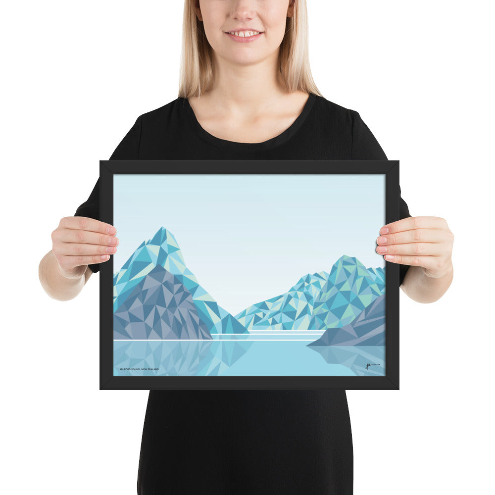 Milford Sound Mitre Peak New Zealand Geometric Art Print