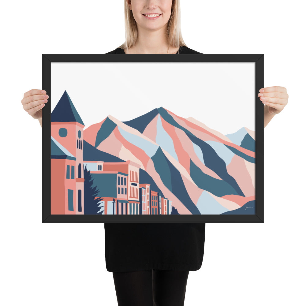 Telluride, Colorado. Modern Mountain Ski Town Landscape Art Print