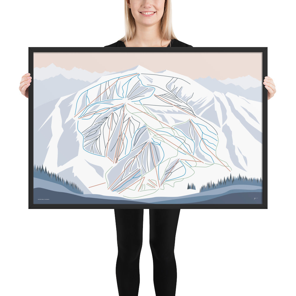 WINTER PARK, Colorado. Modern Mountain Trail Map Wall Art Print