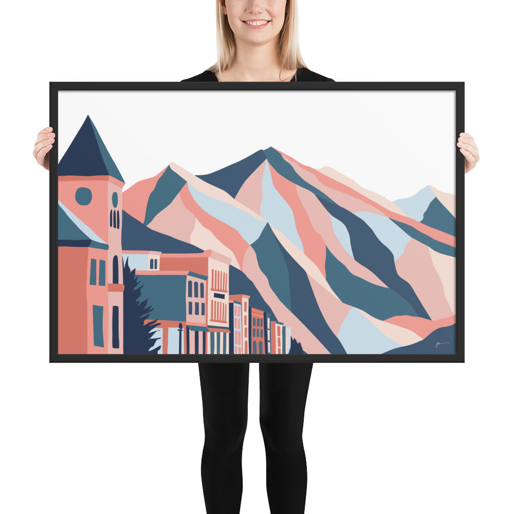 Telluride, Colorado. Modern Mountain Ski Town Landscape Art Print