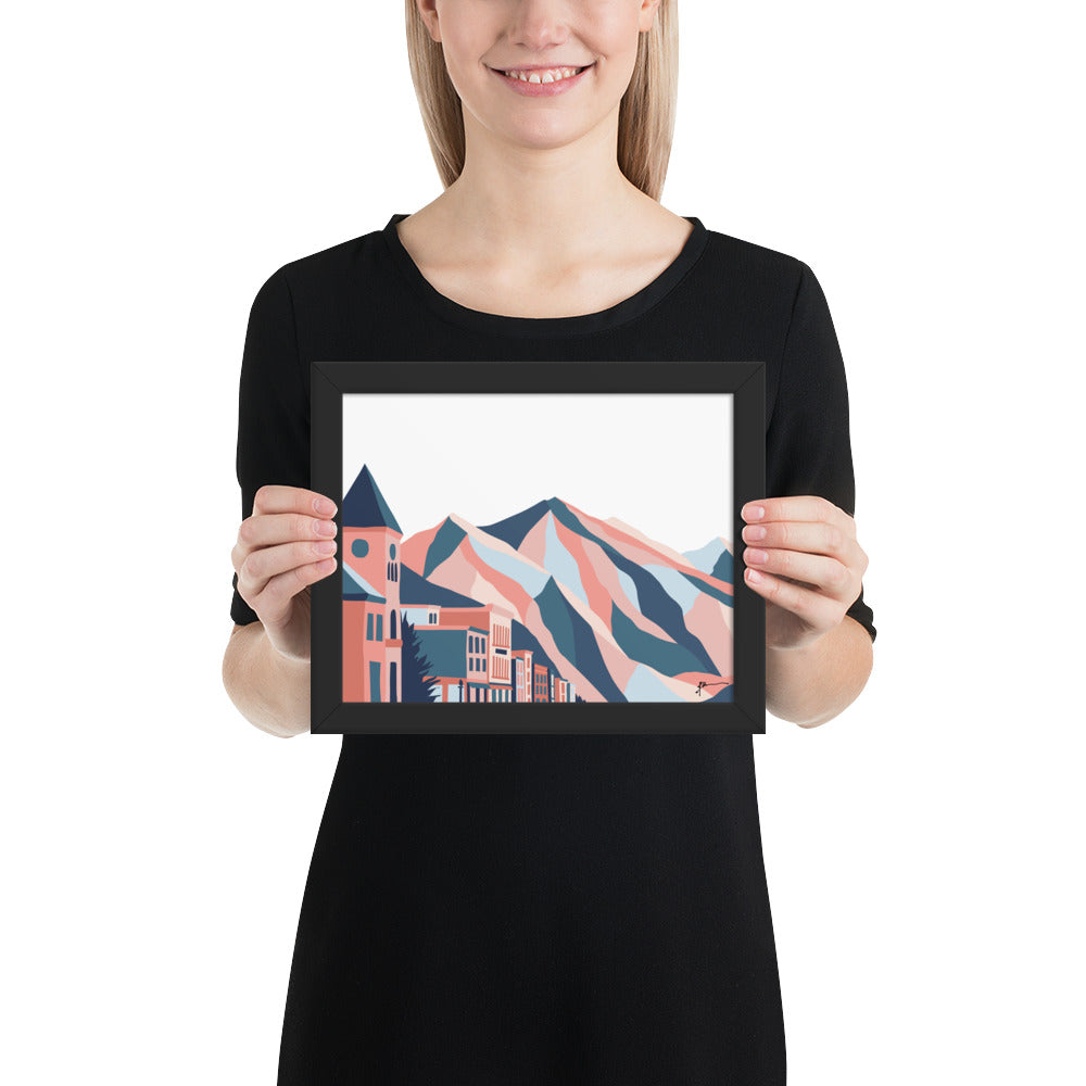 Telluride, Colorado. Modern Mountain Ski Town Landscape Art Print