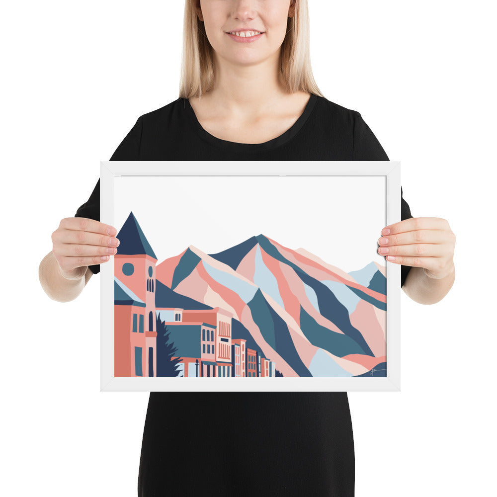 Telluride, Colorado. Modern Mountain Ski Town Landscape Art Print