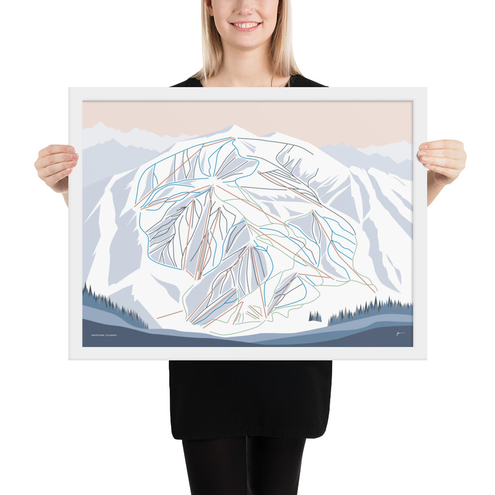 WINTER PARK, Colorado. Modern Mountain Trail Map Wall Art Print