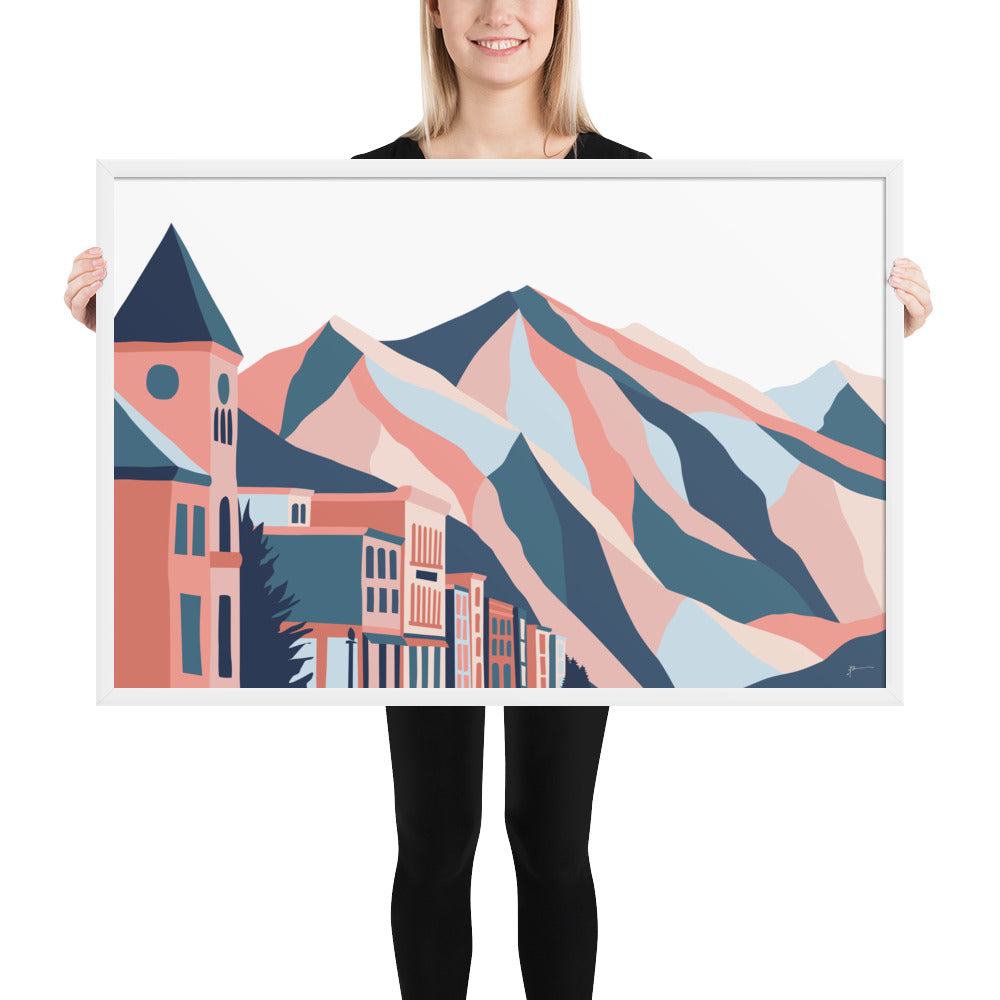 Telluride, Colorado. Modern Mountain Ski Town Landscape Art Print