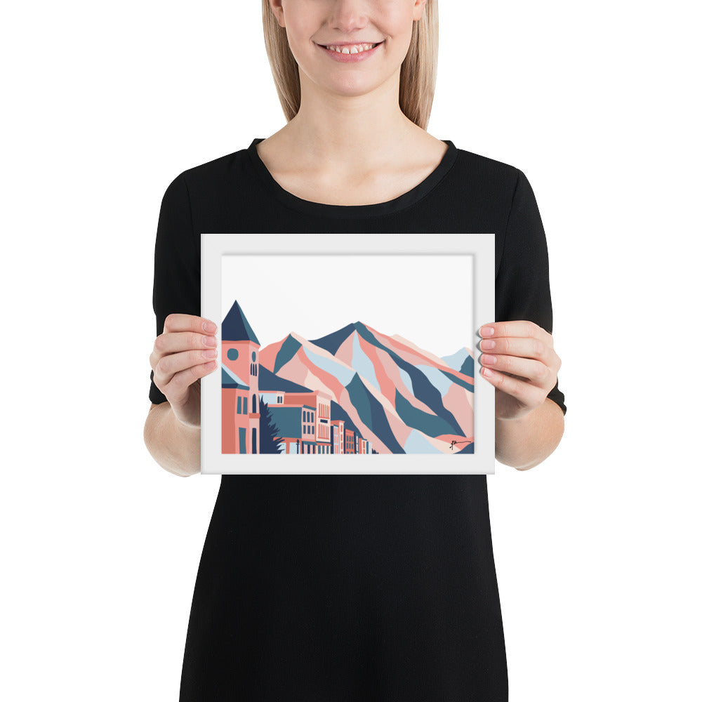 Telluride, Colorado. Modern Mountain Ski Town Landscape Art Print