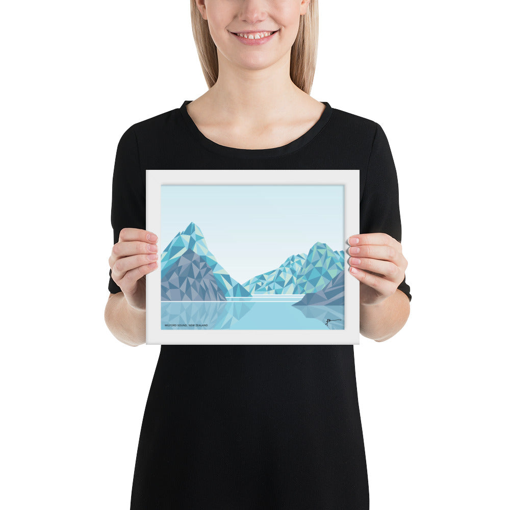 Milford Sound Mitre Peak New Zealand Geometric Art Print