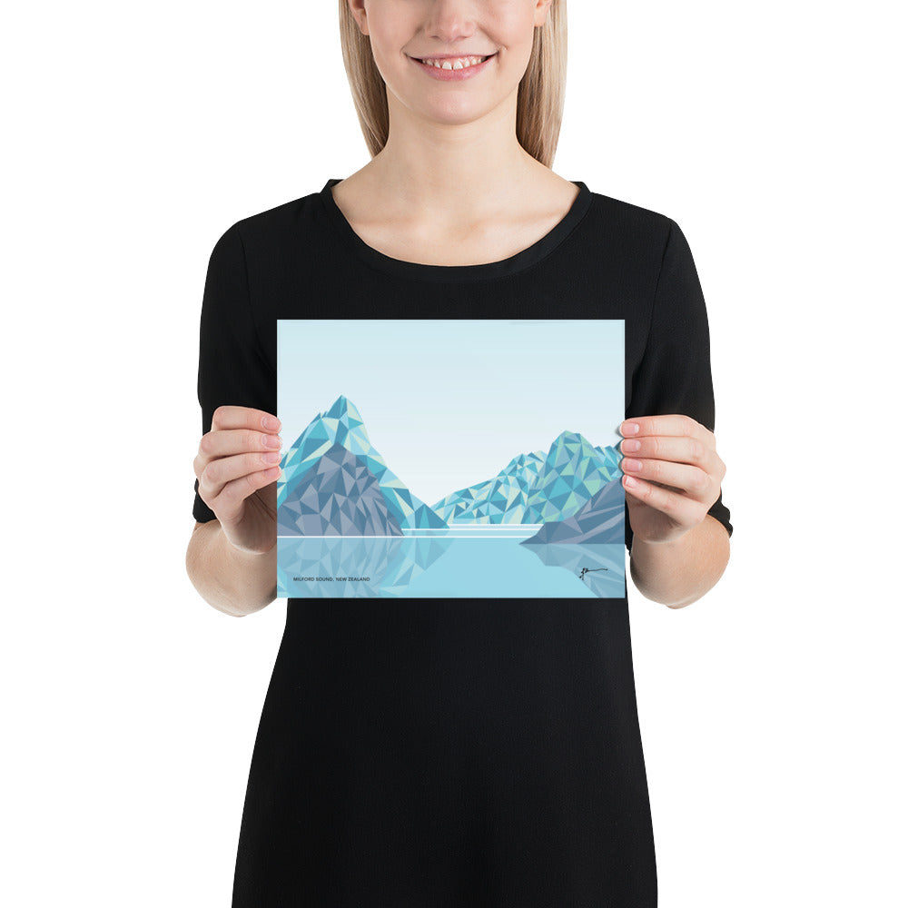 Milford Sound Mitre Peak New Zealand Geometric Art Print