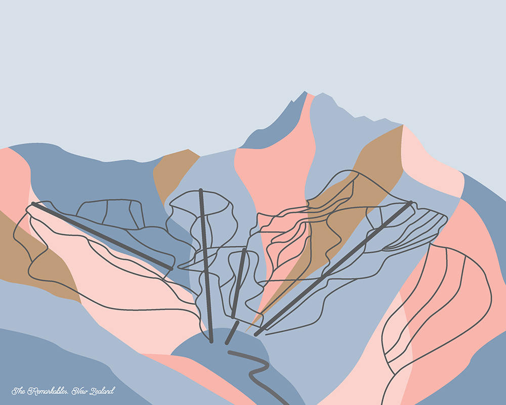 The Remarkables Resort Trail Map Mountain Range, Queenstown, New Zealand Greeting Card