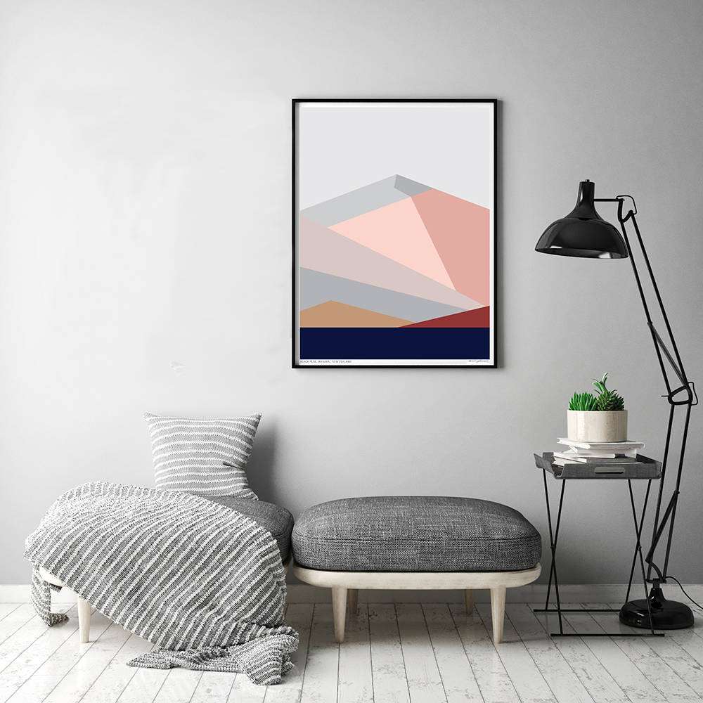 Black Peak Wanaka, New Zealand Modern Abstract Landscape Art Print.