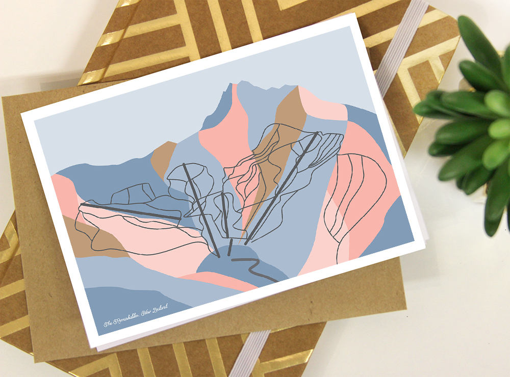 The Remarkables Resort Trail Map Mountain Range, Queenstown, New Zealand Greeting Card