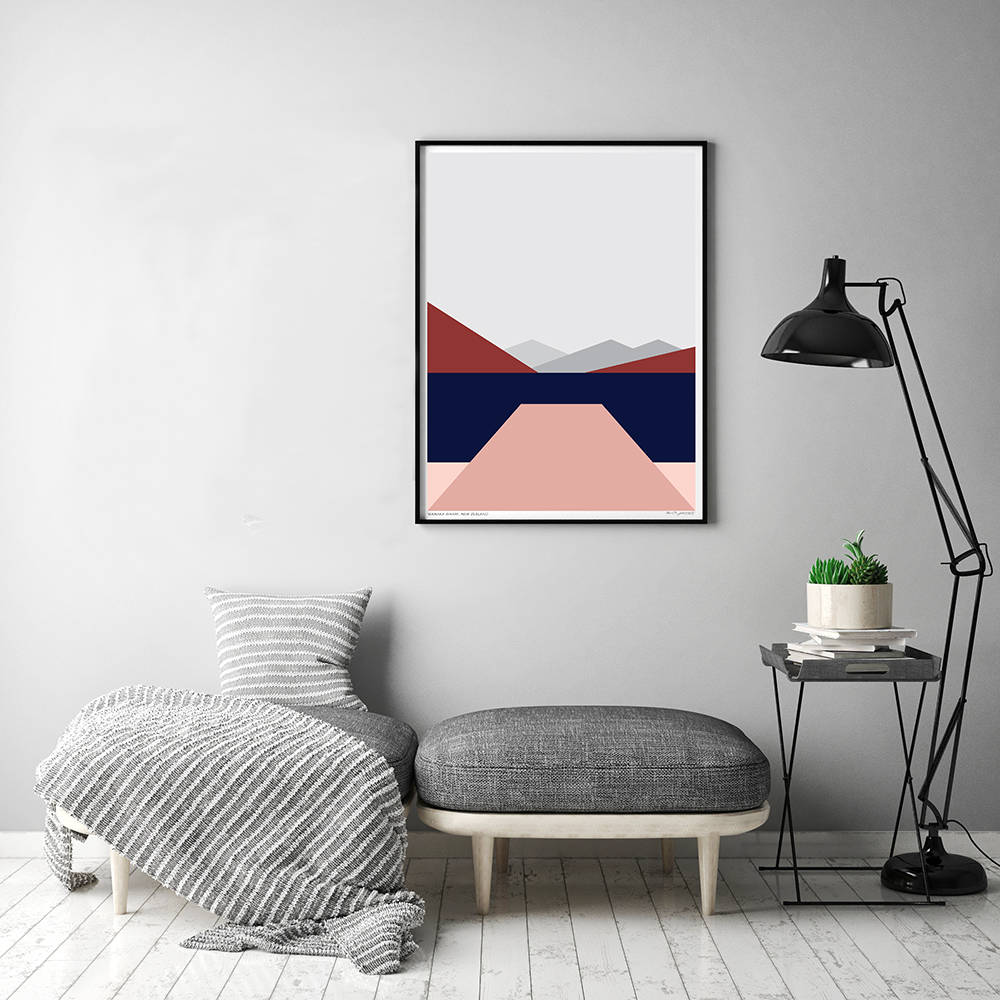 Wanaka Wharf Modern Abstract Landscape,  New Zealand Art Print