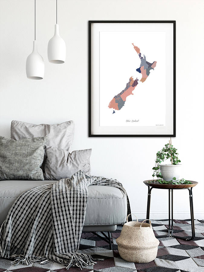 new zealand map art