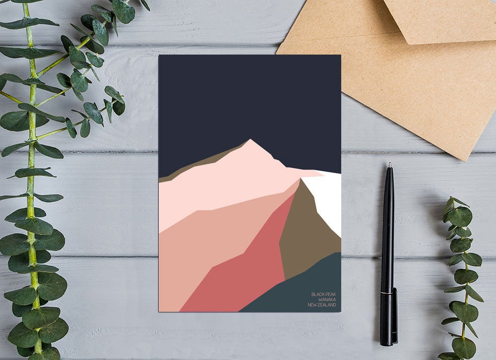 Black Peak, Wanaka, New Zealand Abstract Greeting Card