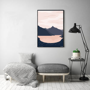 QUEENSTOWN HILL VIEW, New Zealand Contemporary Lake and Mountain Art Print