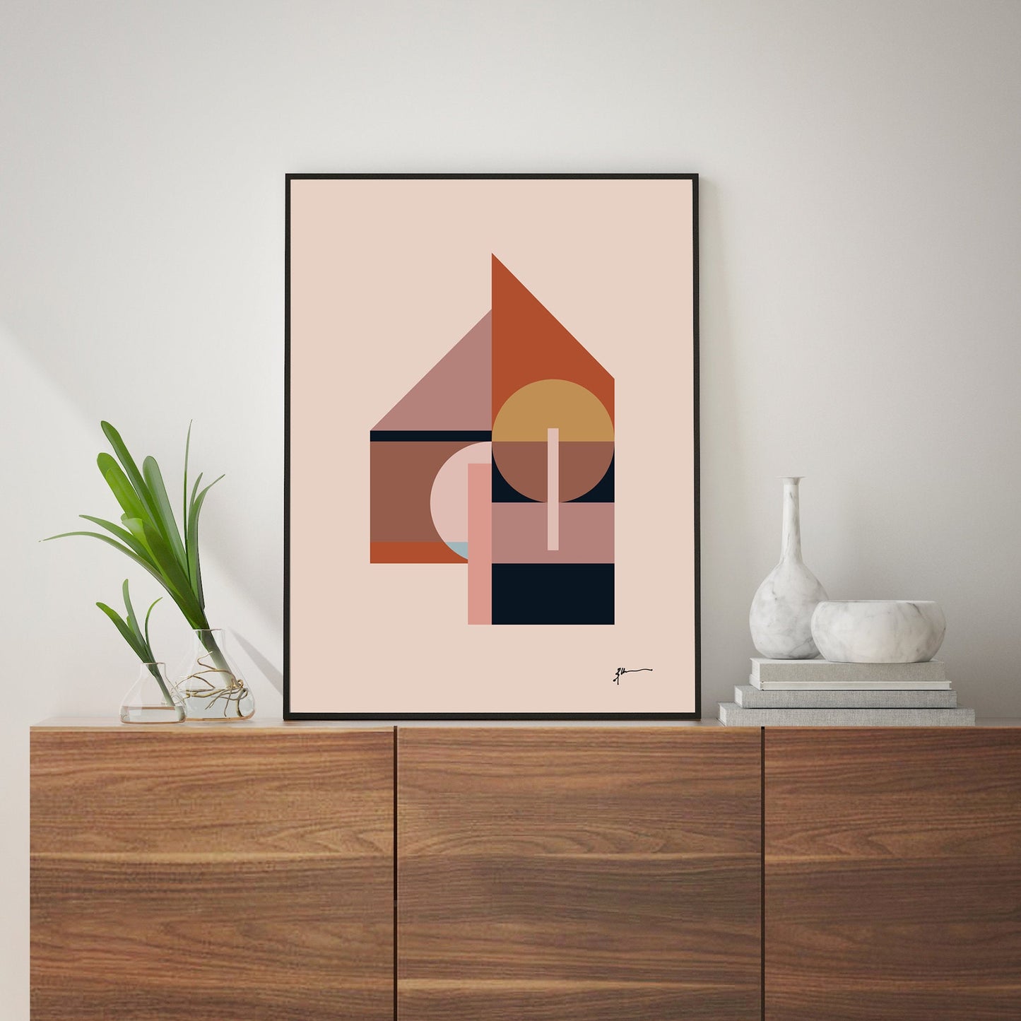 Mid Century Abstract House Wall Art Print