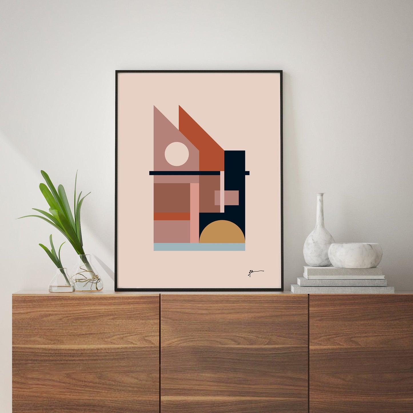 Mid Century Abstract House Wall Art Print