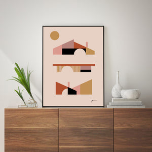 Mid Century Modern Abstract Architecture Wall Art Print