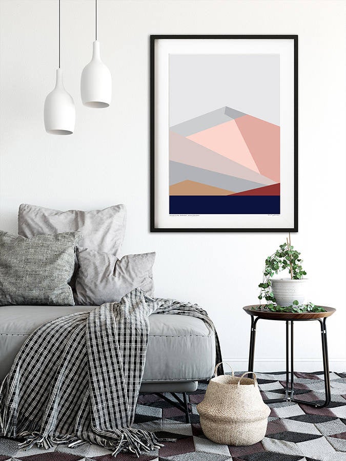 Black Peak Wanaka, New Zealand Modern Abstract Landscape Art Print.