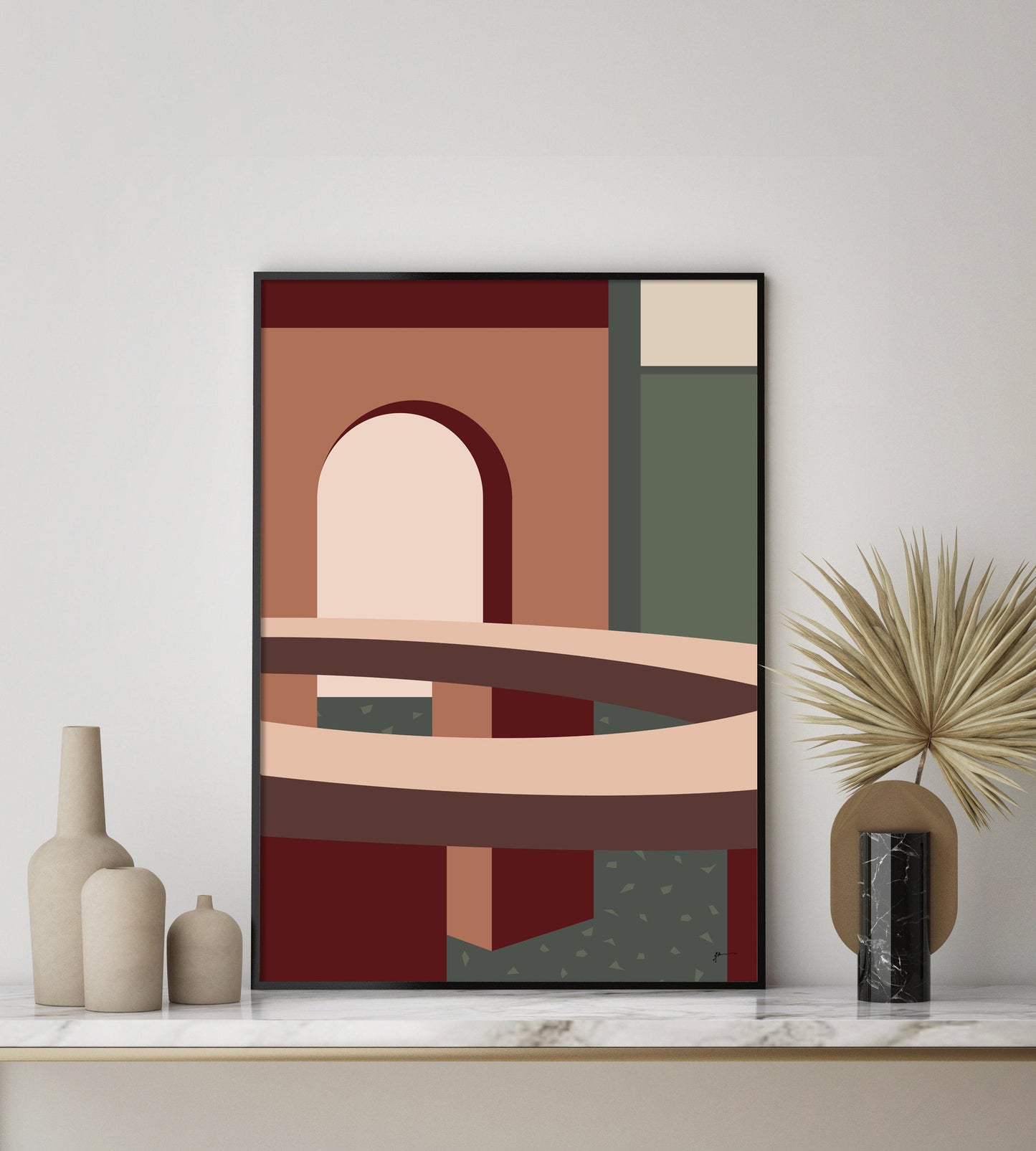 Mid Century Modern Abstract Interior Architecture Geometric Art Print