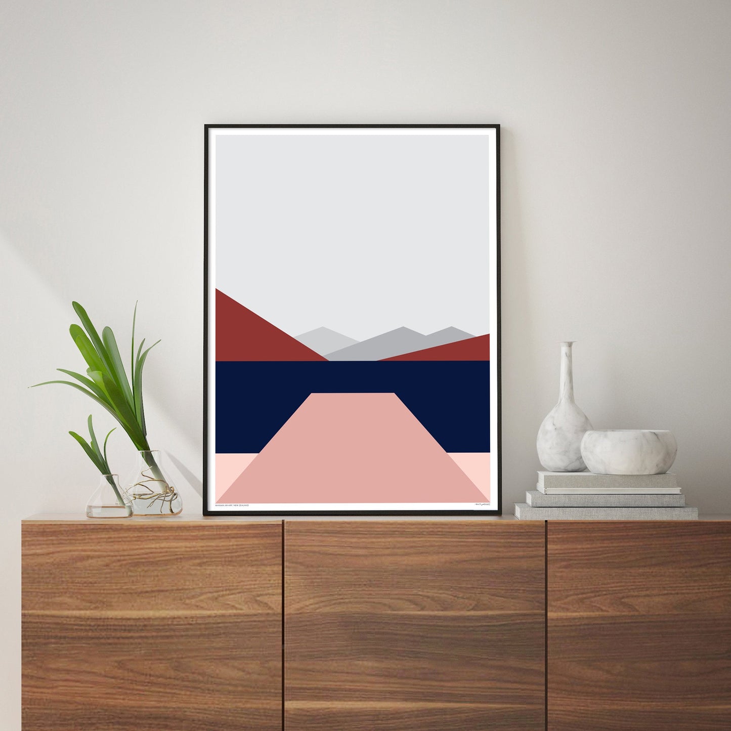 Wanaka Wharf Modern Abstract Landscape,  New Zealand Art Print