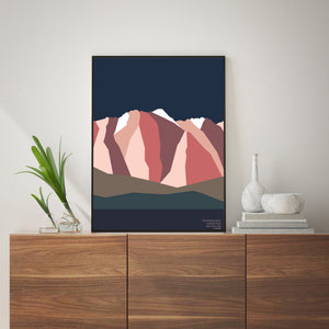 The Remarkables Mountain Range Queenstown, New Zealand. Modern Abstract Landscape Art Print