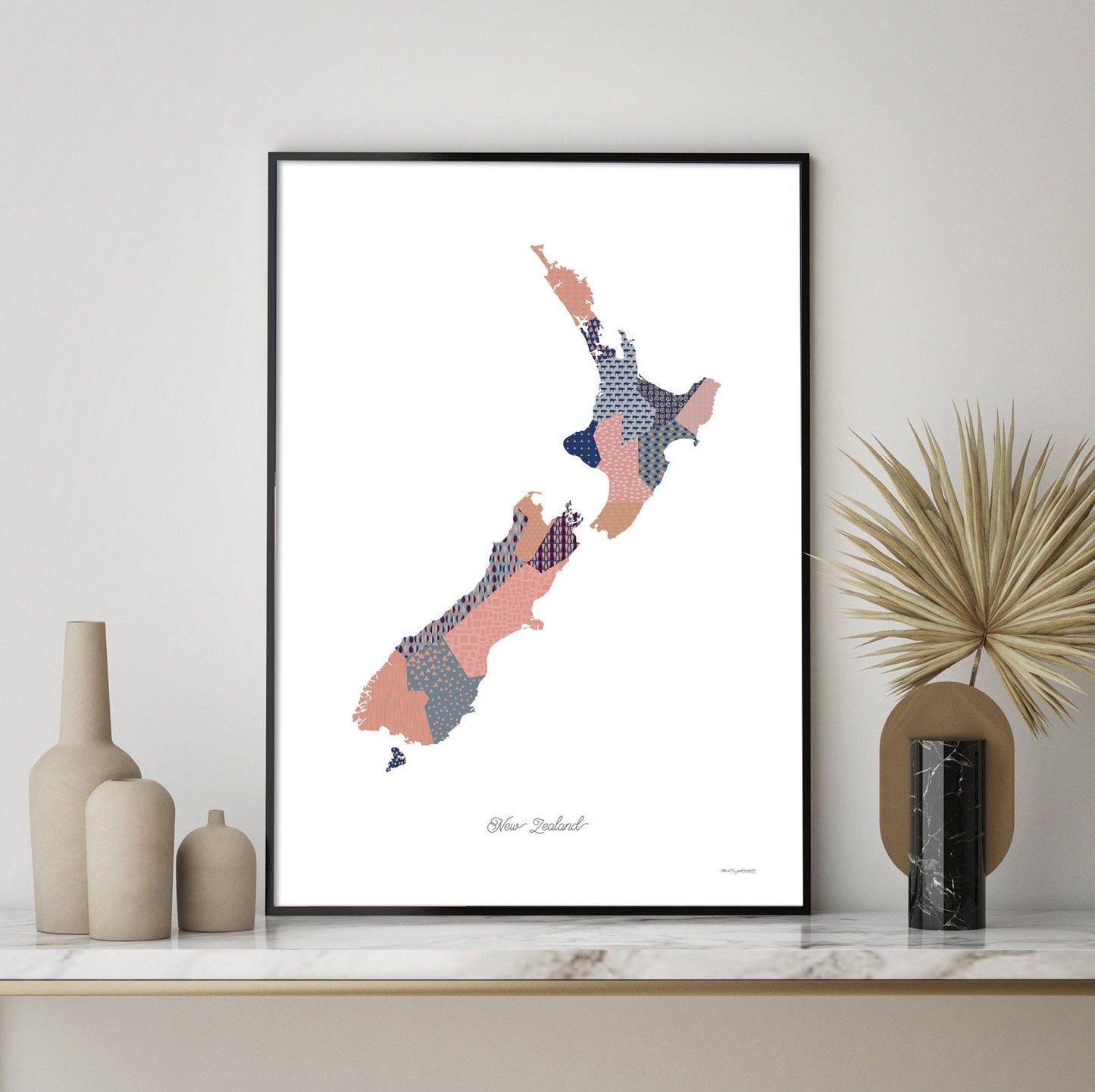 new zealand map modern art print 