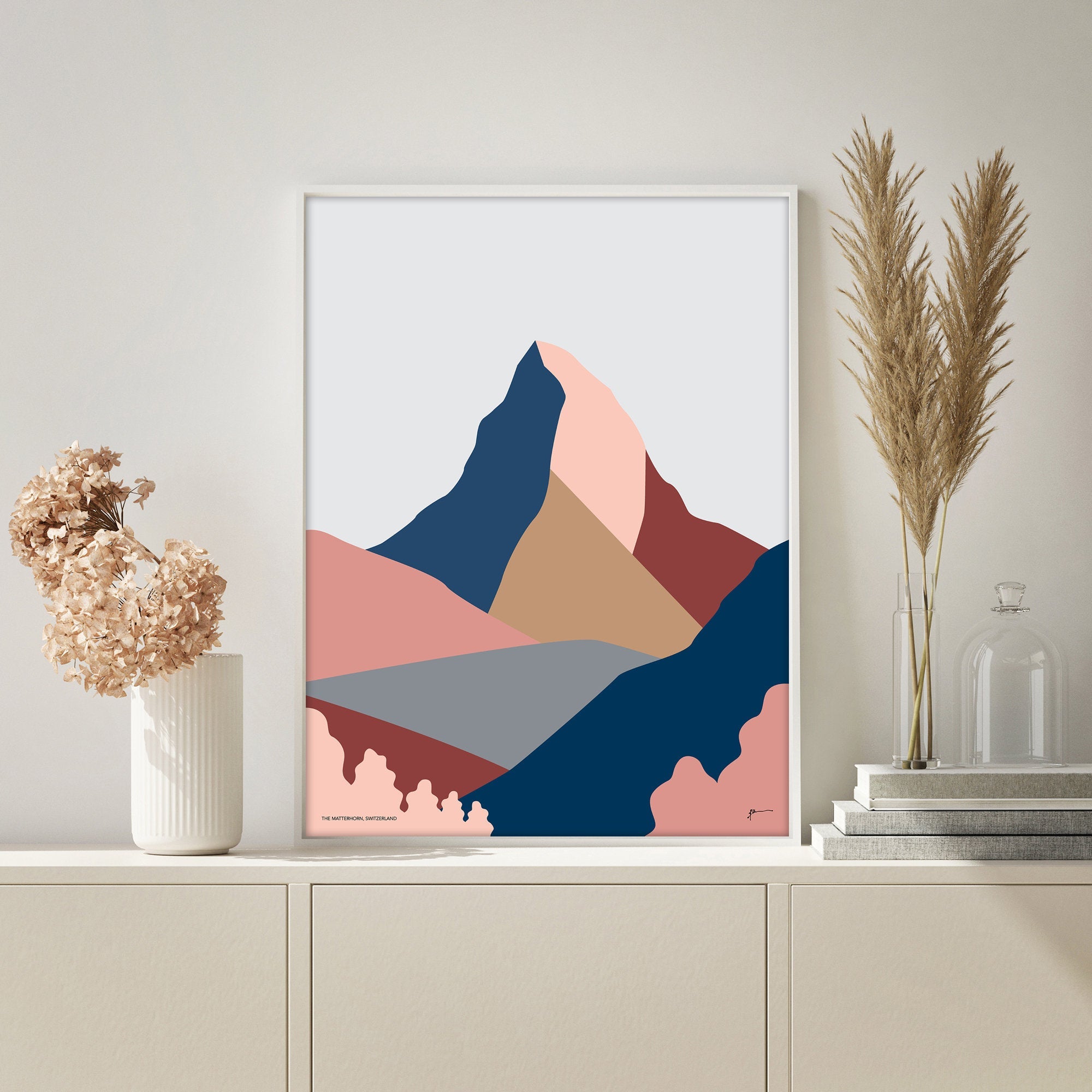 The Matterhorn Art Print. Zermatt, Switzerland and Italy. Modern Mountain Landscape Art