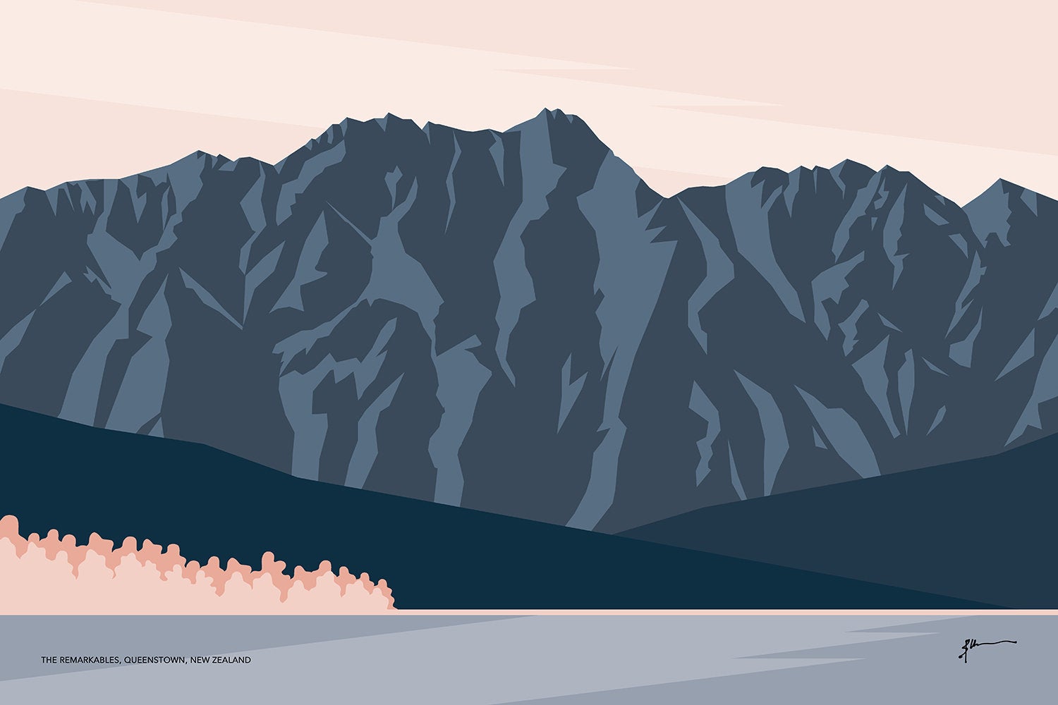 The Remarkables Mountain Range Queenstown, New Zealand Modern Landscape Art Print