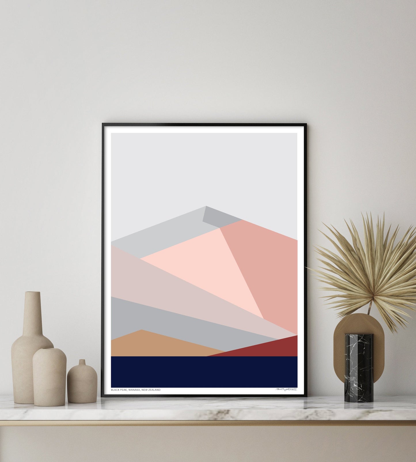 Black Peak Wanaka, New Zealand Modern Abstract Landscape Art Print.