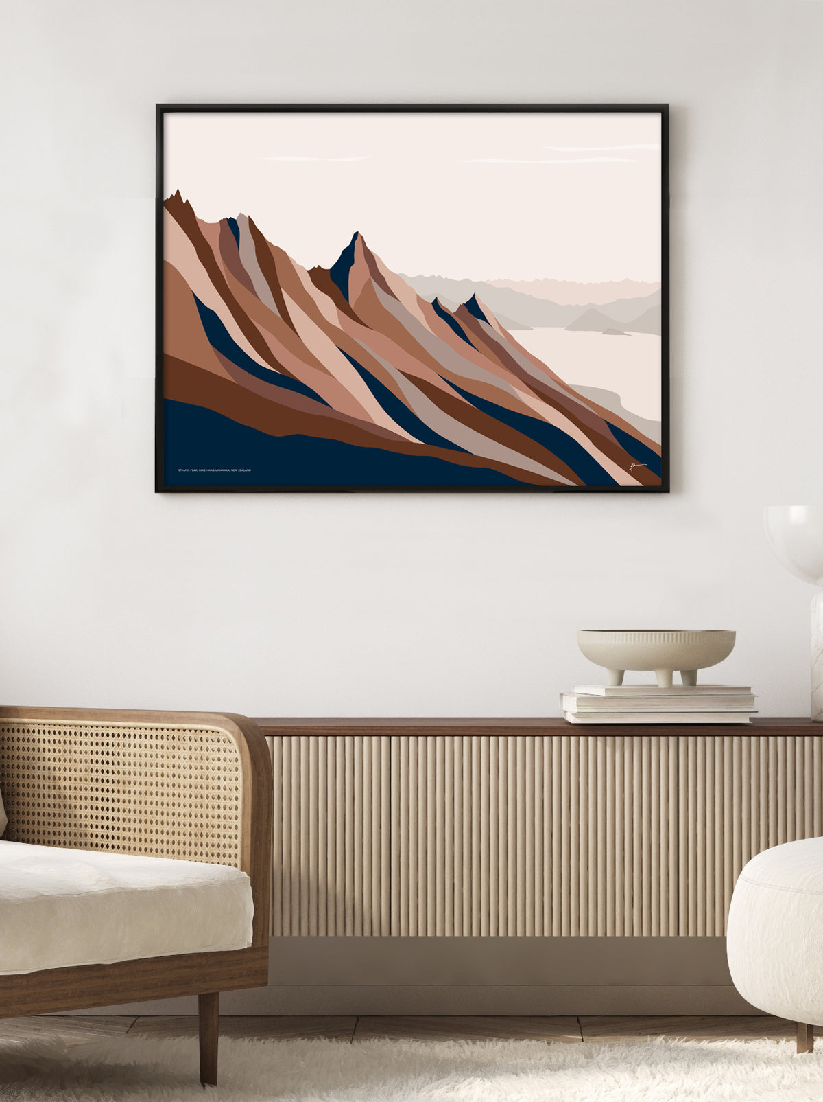 Mountain landscape art print of Isthmus Peak between Lake Wānaka and Lake Hāwea, New Zealand