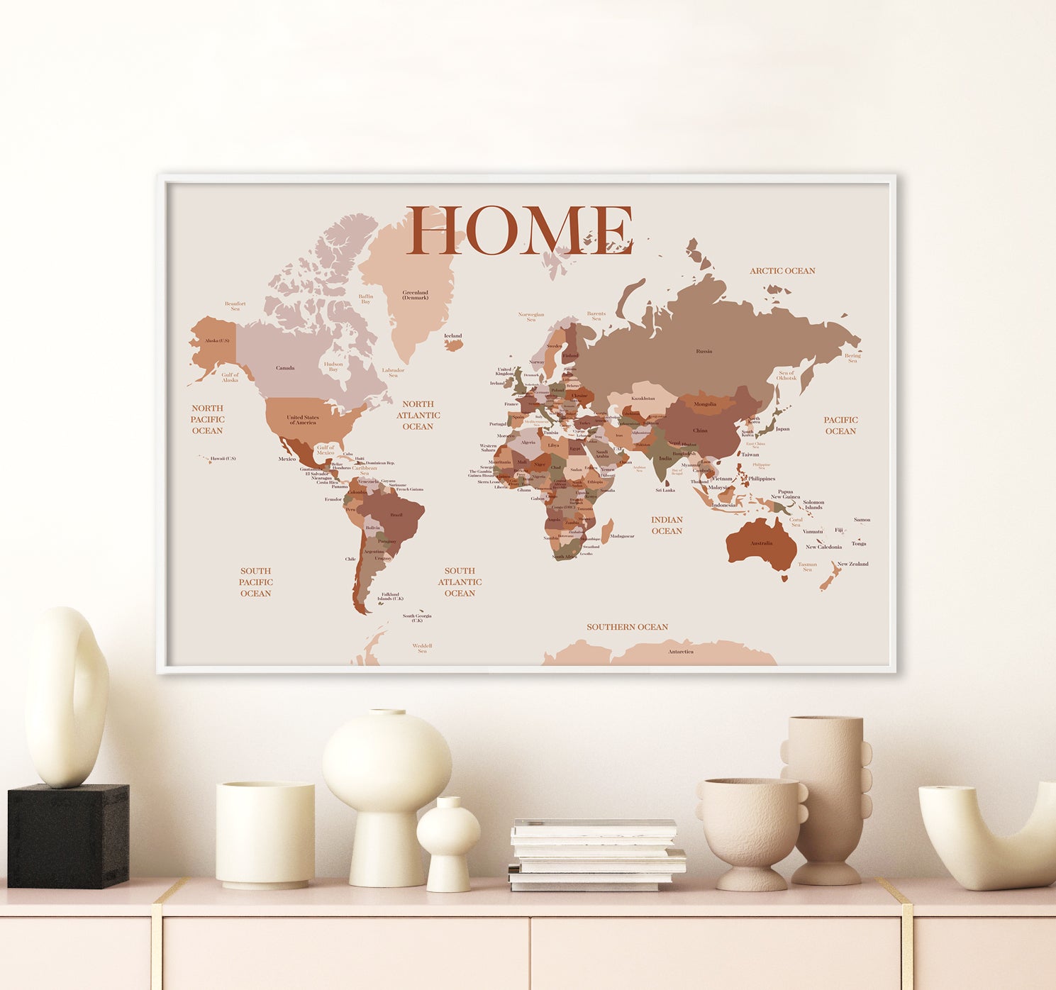 stylish world map art print