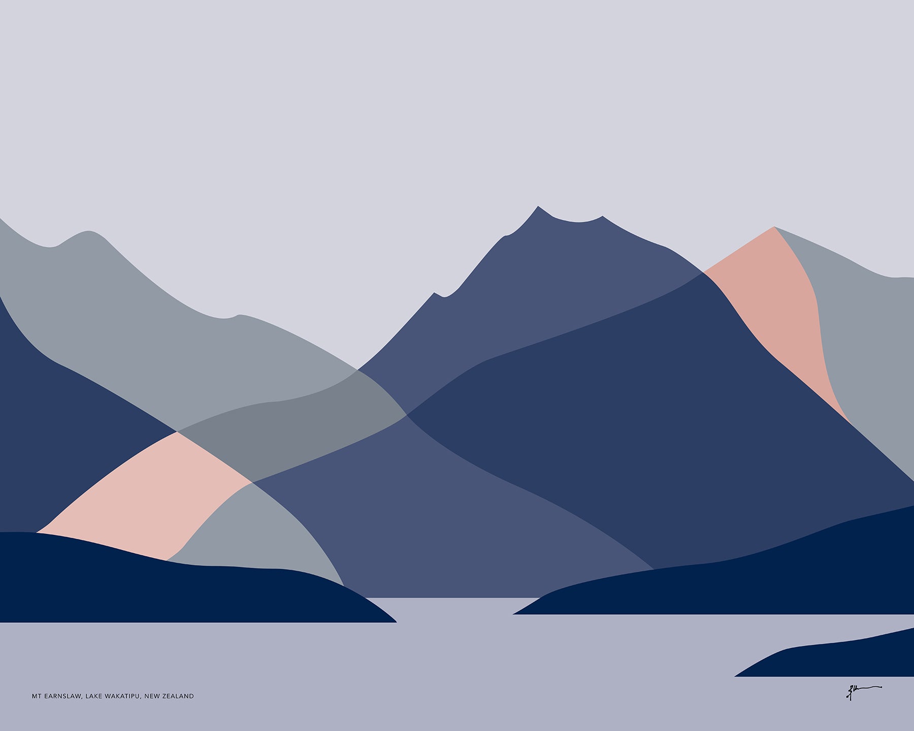 mt earnsalw lake wakatipu queenstown nz art print