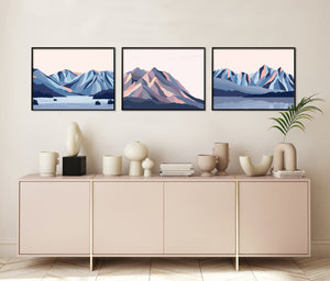set of modern mountain artworks