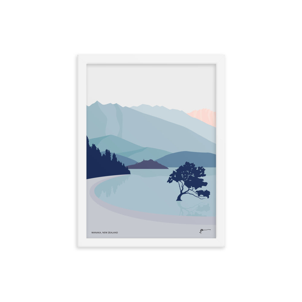 Wanaka Tree New Zealand Art Print. Vertical Blue Palette #thatwanakatree