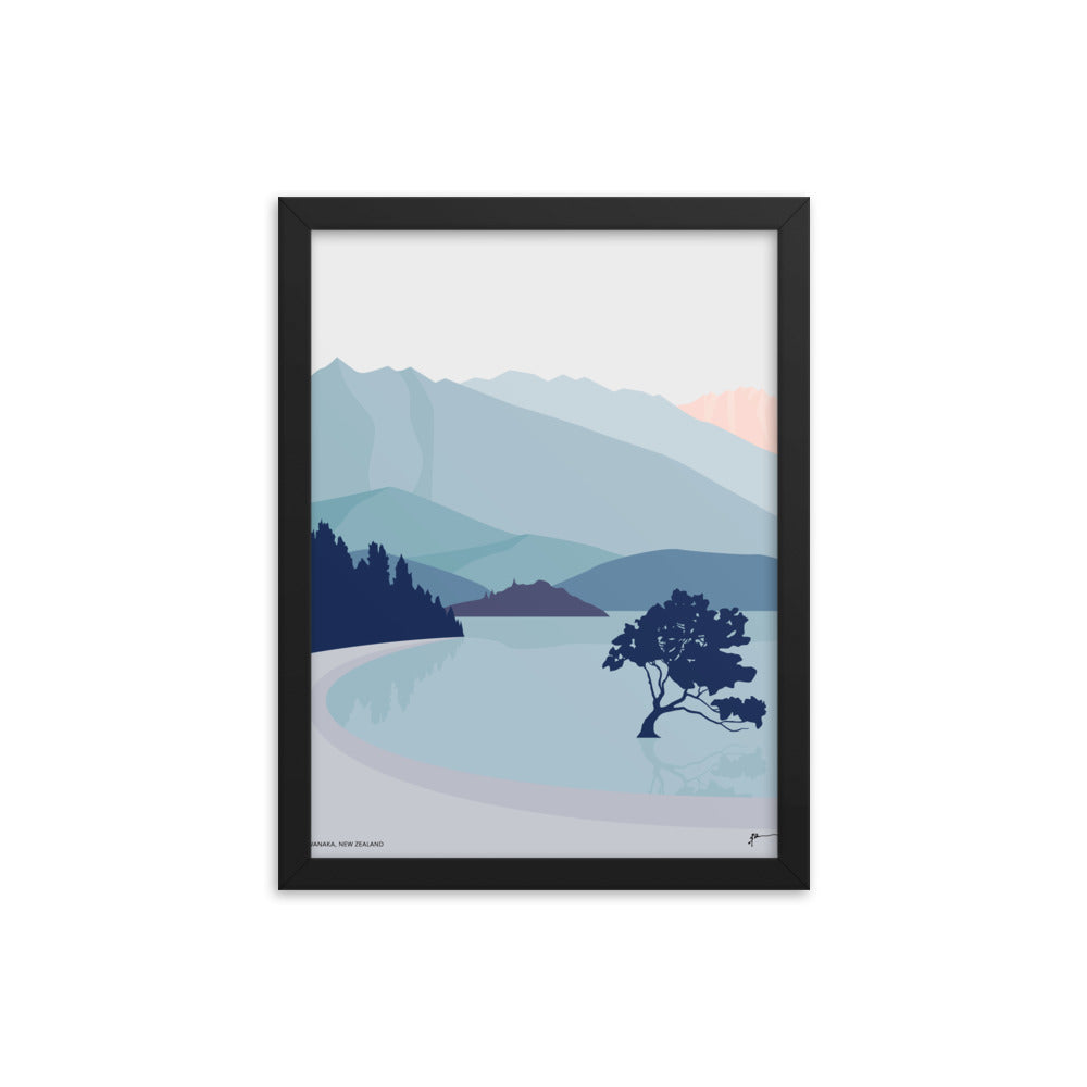 Wanaka Tree New Zealand Art Print. Vertical Blue Palette #thatwanakatree