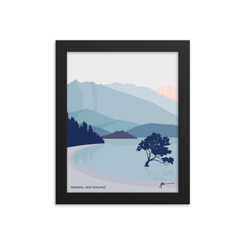 Wanaka Tree New Zealand Art Print. Vertical Blue Palette #thatwanakatree